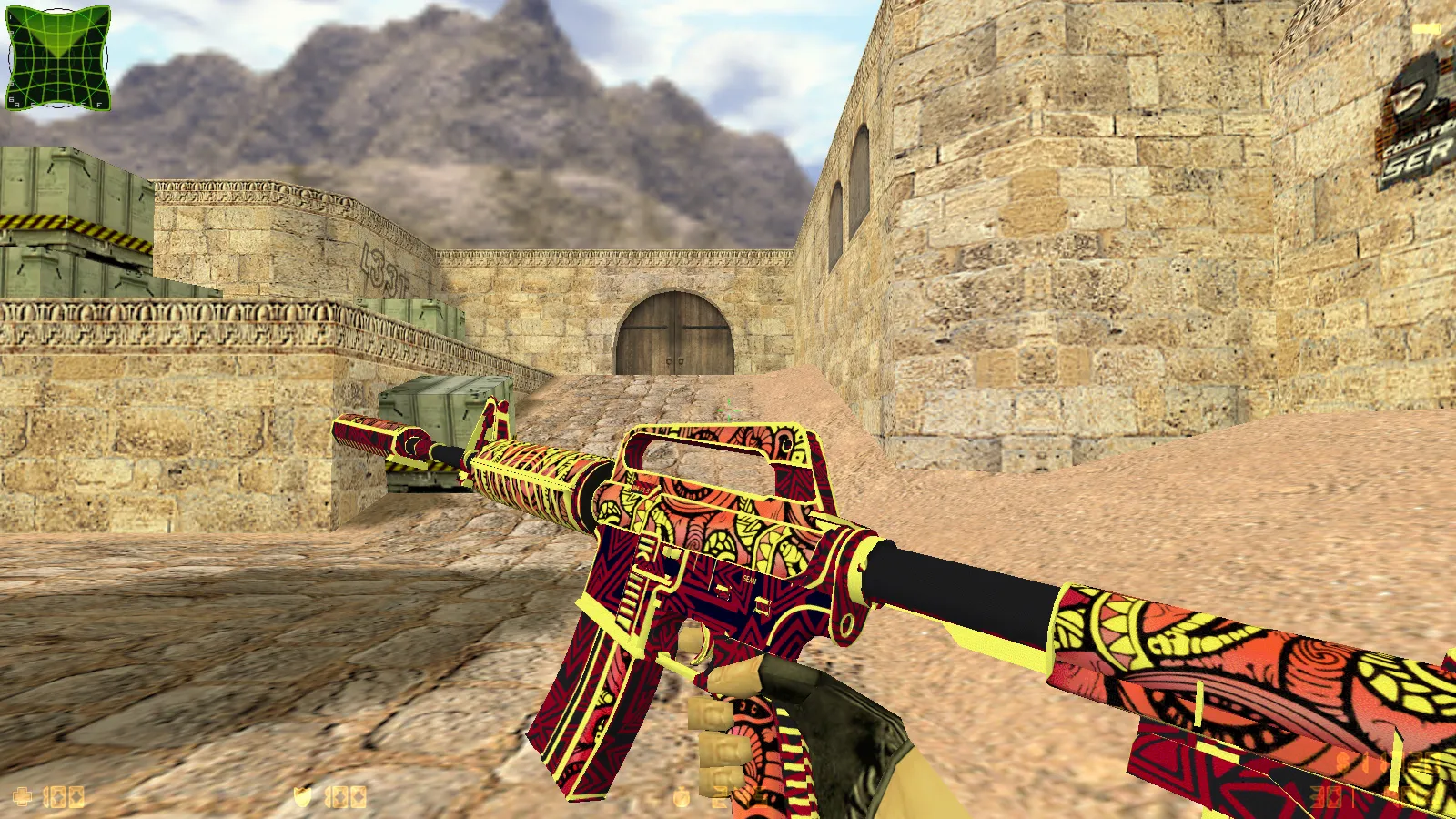 Скриншот CS 1.6 от Smike Show: сборка ccET, 8 улучшений, 12 скинов, красно/синие модели, темная тема меню и оптимизированный config