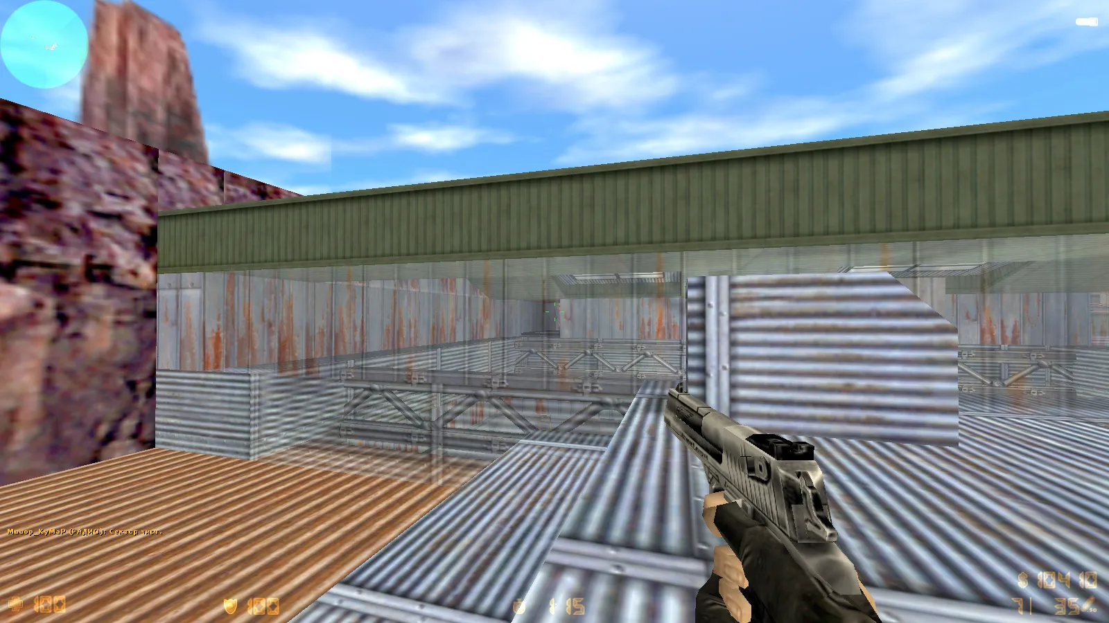 Скриншот  CS 1.6 с прозрачными стенами для прострелов: тренировка aim, изучение простреливаемых зон на de_dust2, de_inferno, de_nuke, de_train