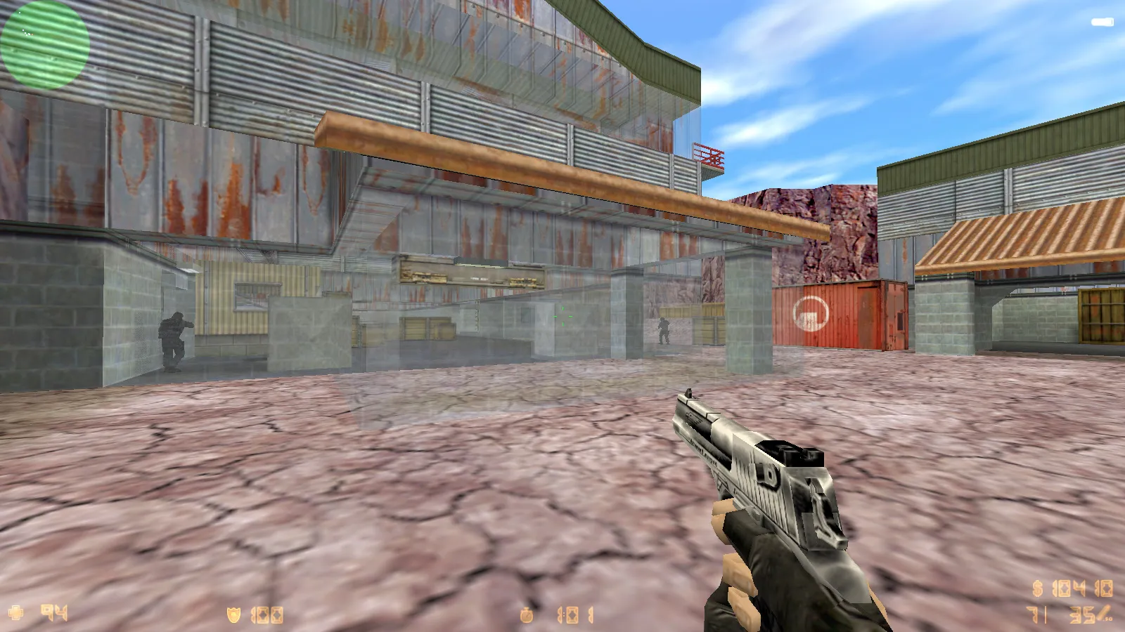 Скриншот  CS 1.6 с прозрачными стенами для прострелов: тренировка aim, изучение простреливаемых зон на de_dust2, de_inferno, de_nuke, de_train