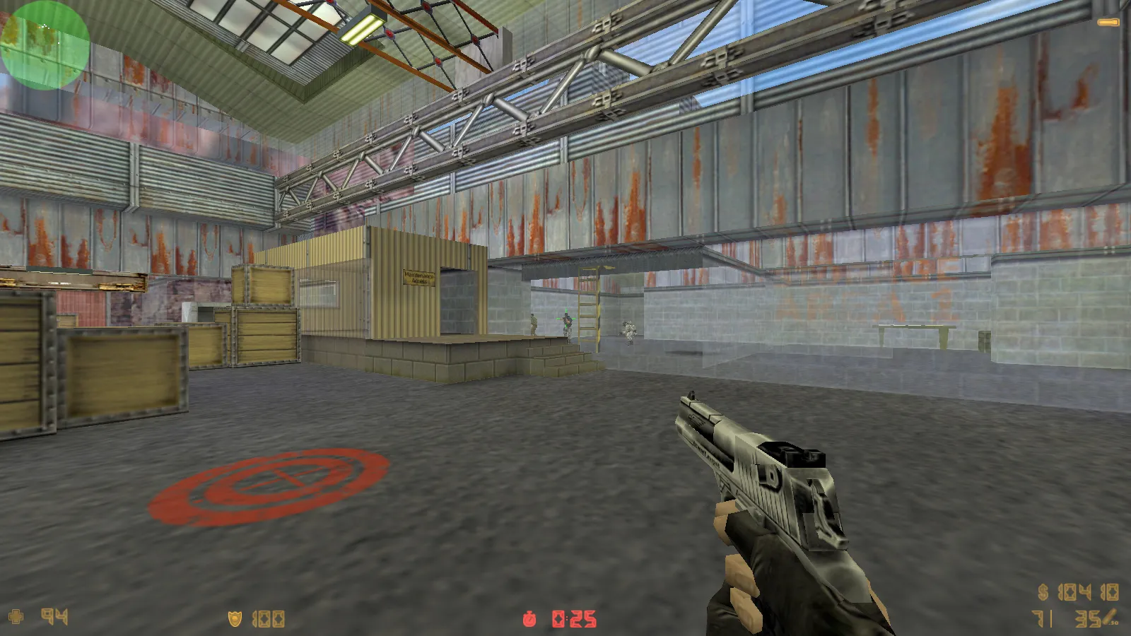 Скриншот  CS 1.6 с прозрачными стенами для прострелов: тренировка aim, изучение простреливаемых зон на de_dust2, de_inferno, de_nuke, de_train