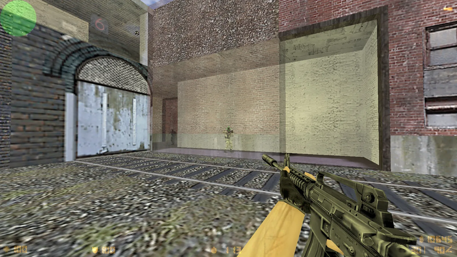 Скриншот  CS 1.6 с прозрачными стенами для прострелов: тренировка aim, изучение простреливаемых зон на de_dust2, de_inferno, de_nuke, de_train