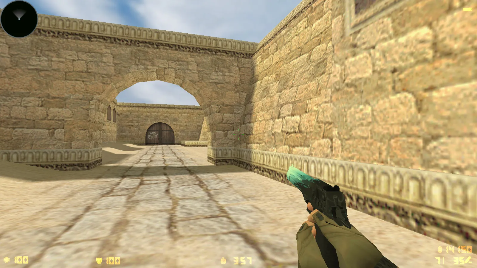 Скриншот  CS 1.6 Standoff 2: сборка с скинами SO2, анимацией осмотра F и красно-синими моделями игроков