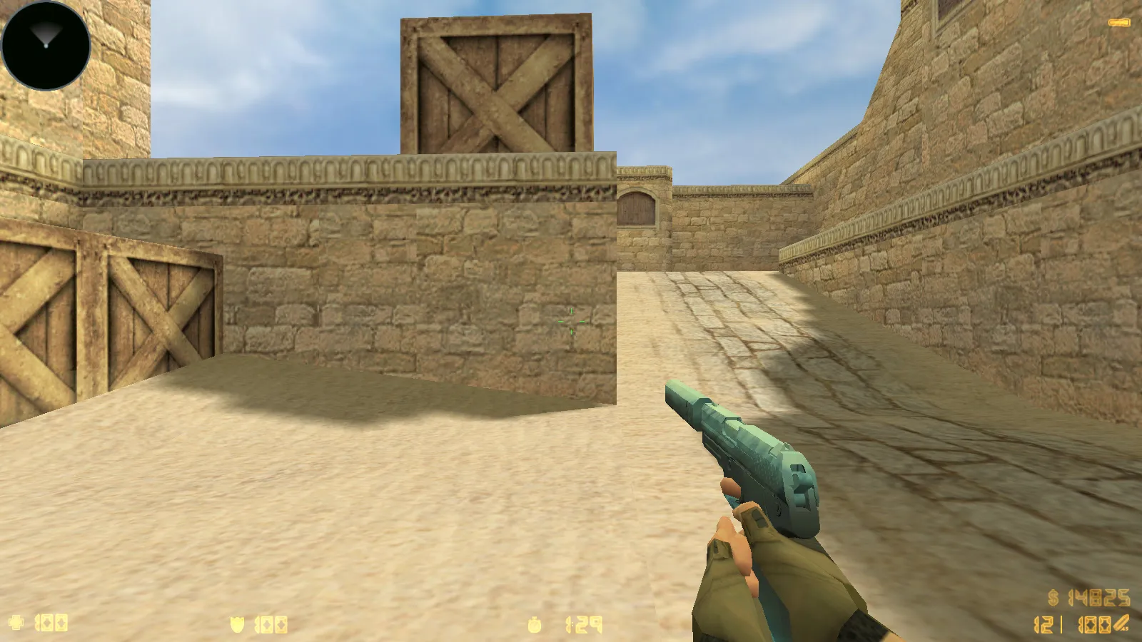 Скриншот  CS 1.6 Standoff 2: сборка с скинами SO2, анимацией осмотра F и красно-синими моделями игроков