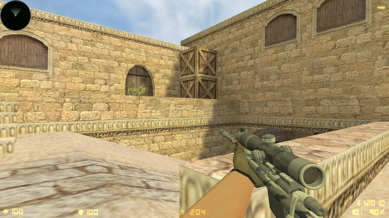 Скриншот  CS 1.6 Standoff 2: сборка с скинами SO2, анимацией осмотра F и красно-синими моделями игроков