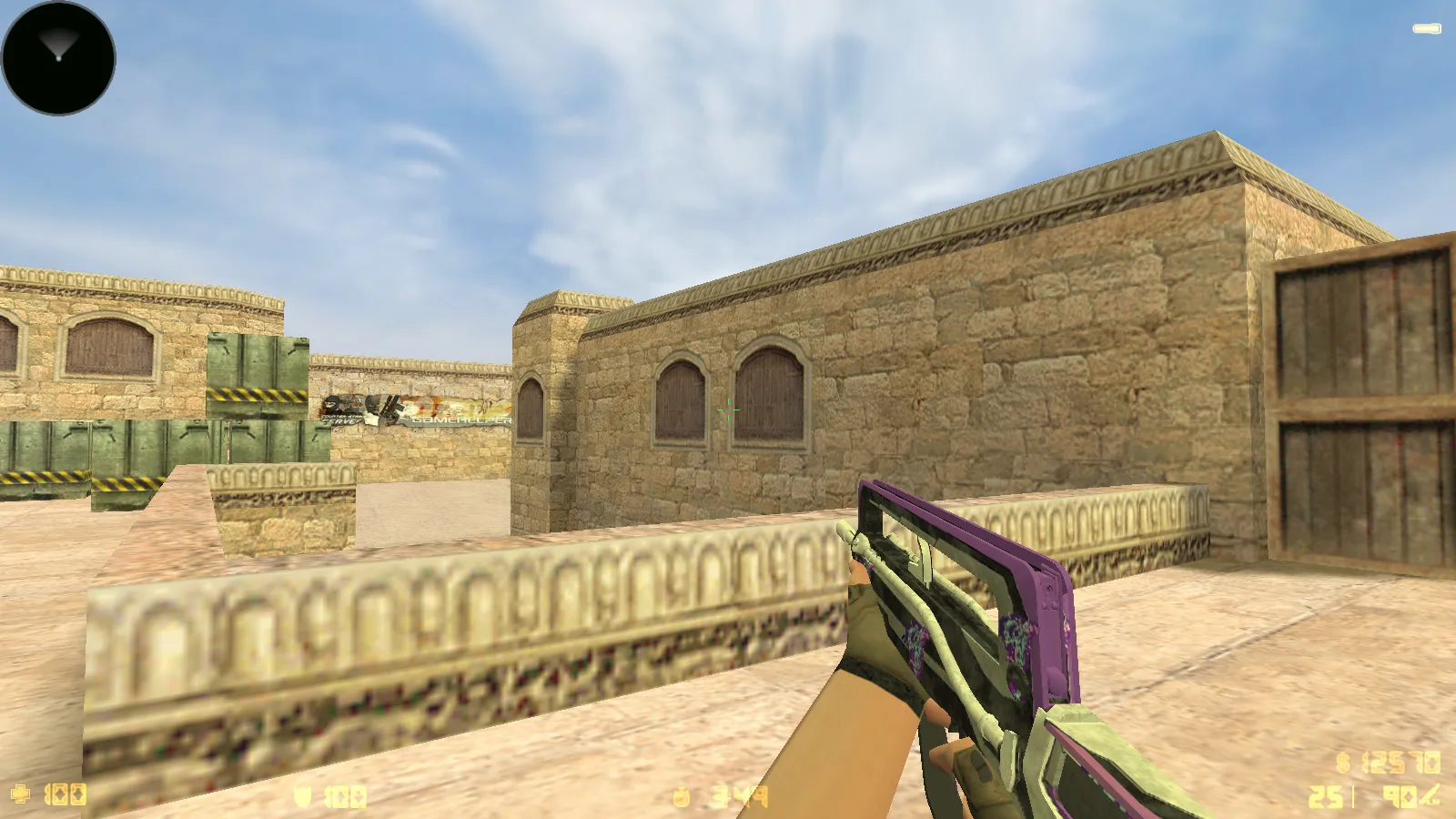 Скриншот  CS 1.6 Standoff 2: сборка с скинами SO2, анимацией осмотра F и красно-синими моделями игроков