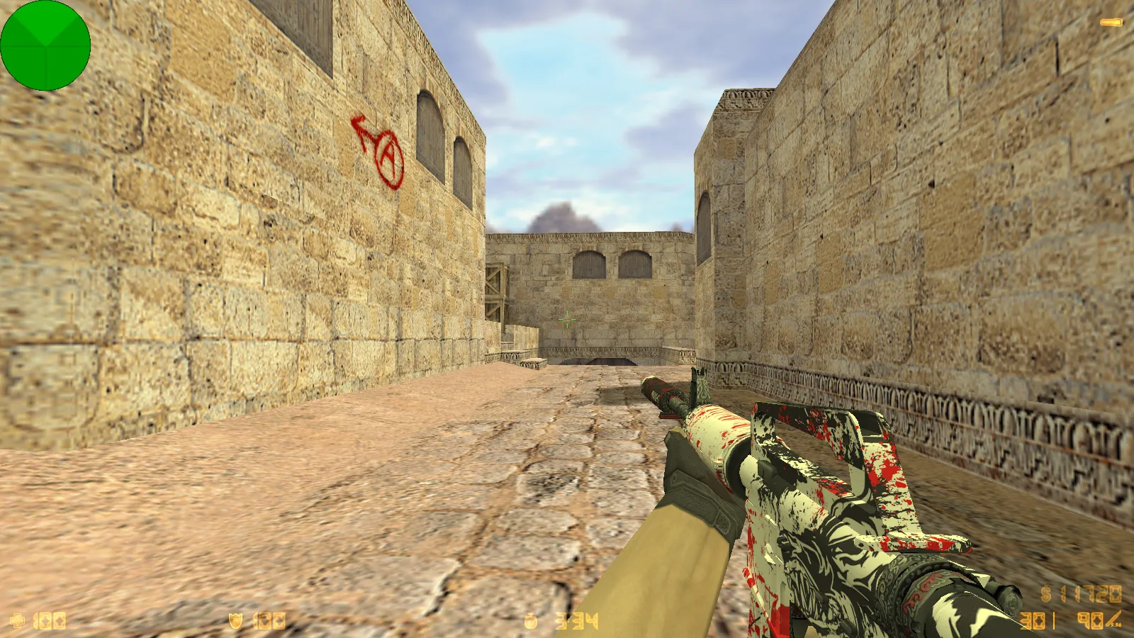 Скриншот CS 1.6 от Stillix: сборка с 20 скинами, измененными моделями, Dust2, темным меню и оптимизированным конфигом