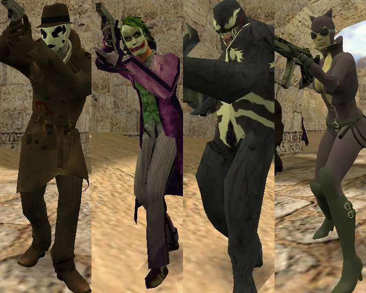 Скриншот CS 1.6 «Супергерои» — комикс-моды, спецназ против террористов, HUD и звуки, темная тема меню и оптимизированный конфиг