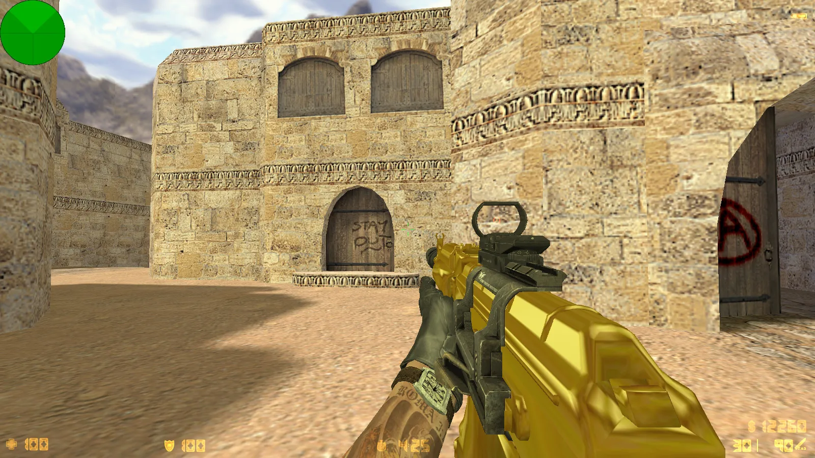 Скриншот CS 1.6 TF2 сборка: оружие v_/p_/w_ модели, TF2 скины игроков, темная тема меню и фон, звуки и значок запуска