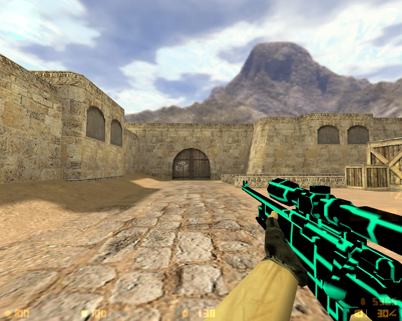 Скриншот CS 1.6 TRON сборка: 8 правок, модели оружия в стиле TRON, темная тема меню, музыка и оптимизированный конфиг