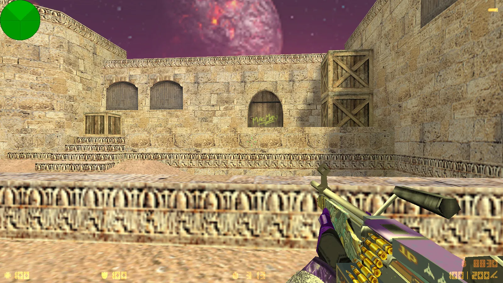 Скриншот  CS 1.6 от TolyaBro Bart — сборка с 8 модами, CS2-скинами, темой меню, музыкой и оптимизированным конфигом