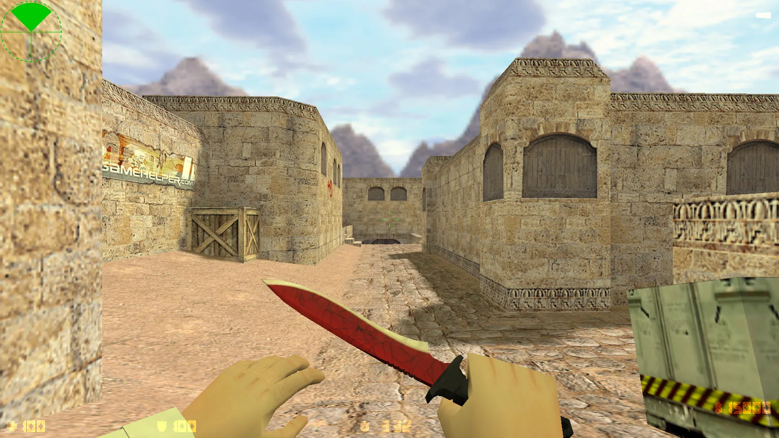 Скриншот CS 1.6 Ultra: сборка с 8 модами, скины оружия v_/p_/w_, красно-синие модели и оптимизированный конфиг