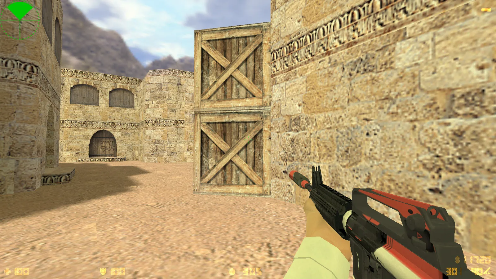 Скриншот CS 1.6 Ultra: сборка с 8 модами, скины оружия v_/p_/w_, красно-синие модели и оптимизированный конфиг