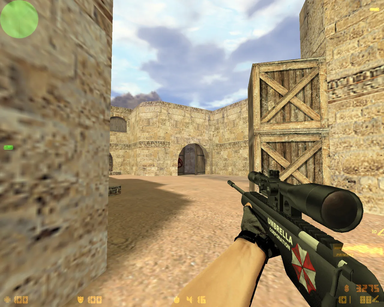 Скриншот  CS 1.6 Umbrella: сборка Umbrella-стиль, оружие с обвесами, темное меню, оптимизированный config.cfg