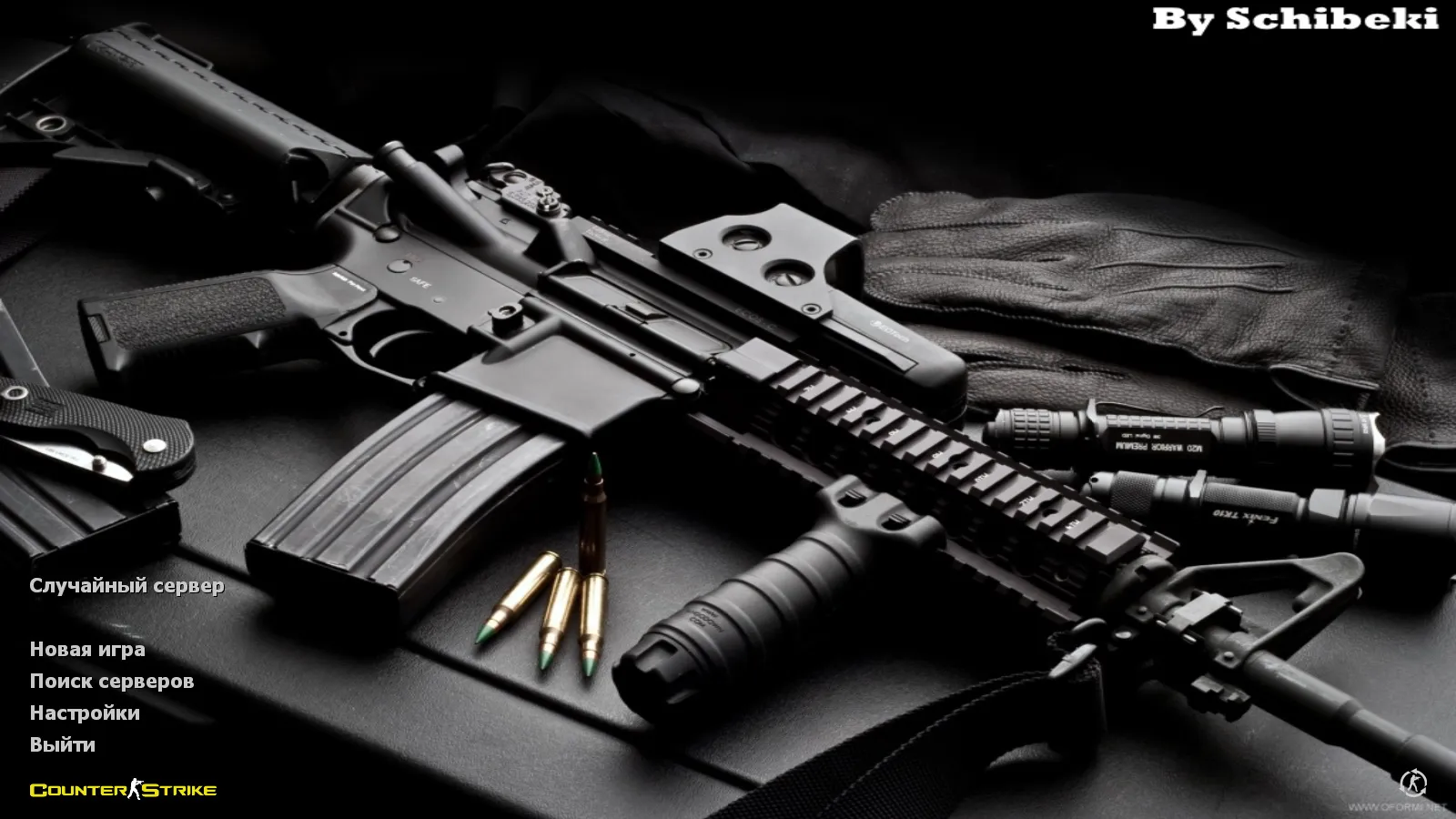 Скриншот CS 1.6 от Весёлого Ромки: блогерская сборка Jew Show с 4 аддонами, синие перчатки, черное меню и оптимизированный config.cfg