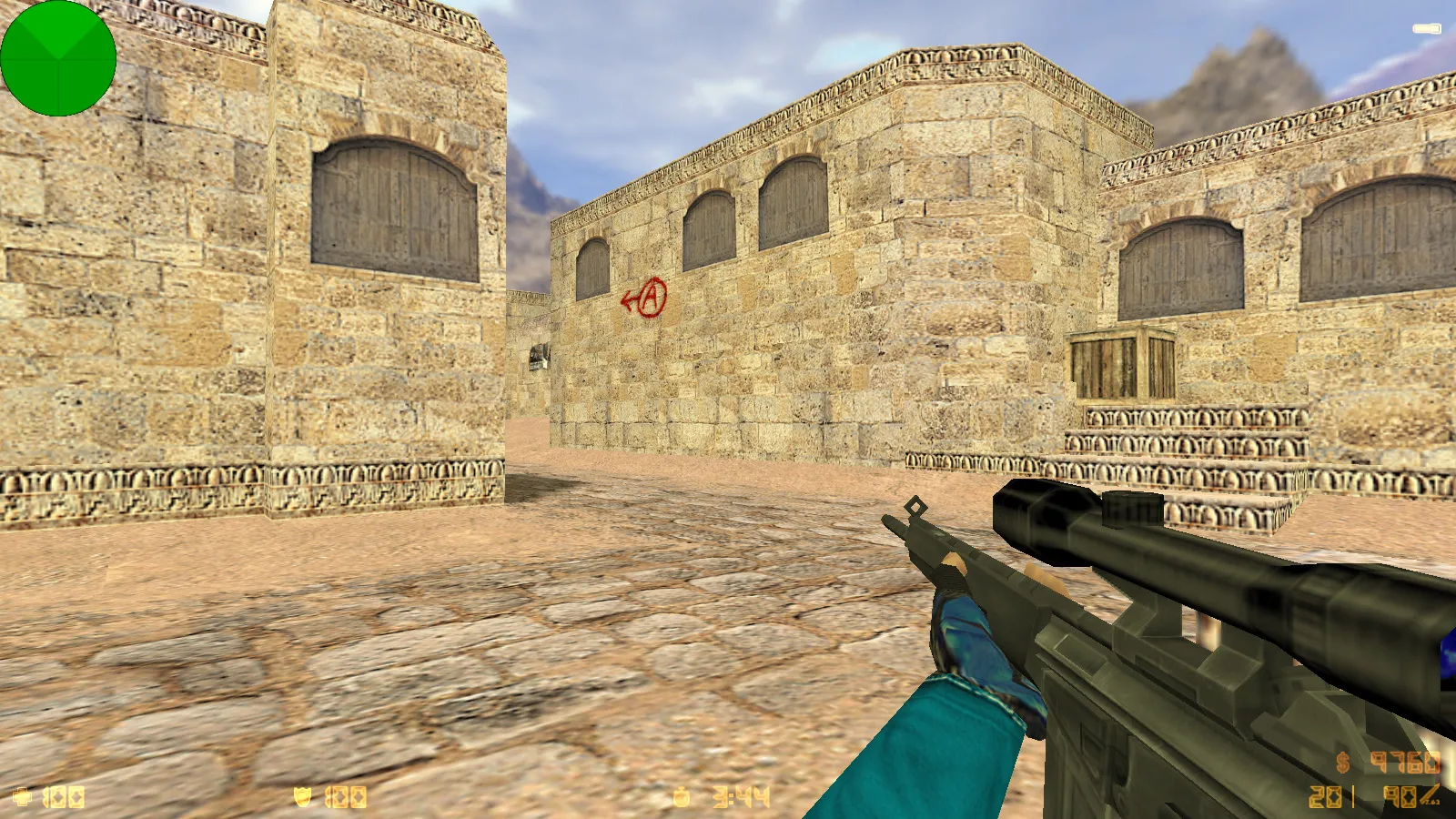 Скриншот  CS 1.6 от Весёлого Ромки: блогерская сборка Jew Show с 4 аддонами, синие перчатки, черное меню и оптимизированный config.cfg