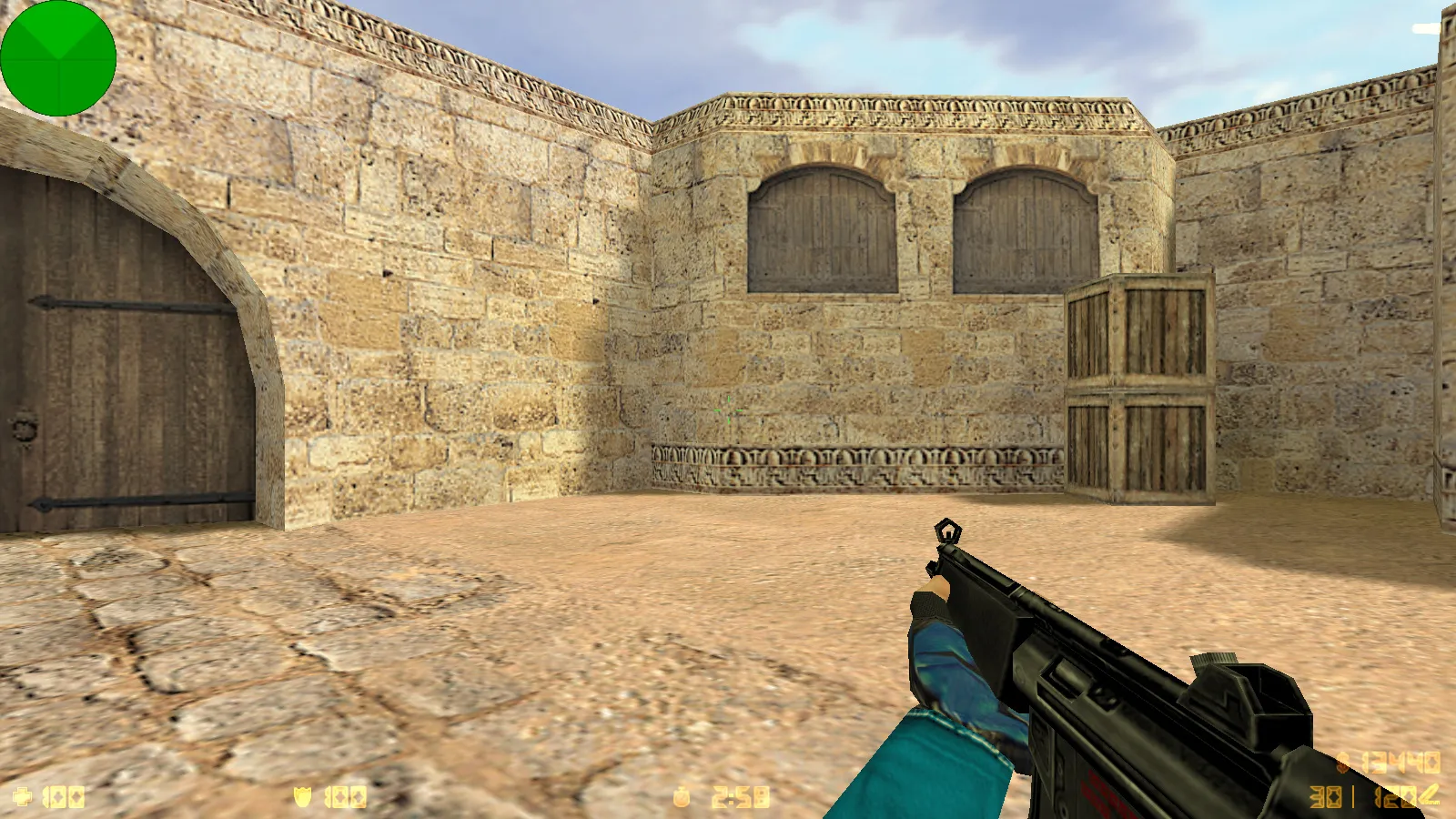 Скриншот  CS 1.6 от Весёлого Ромки: блогерская сборка Jew Show с 4 аддонами, синие перчатки, черное меню и оптимизированный config.cfg