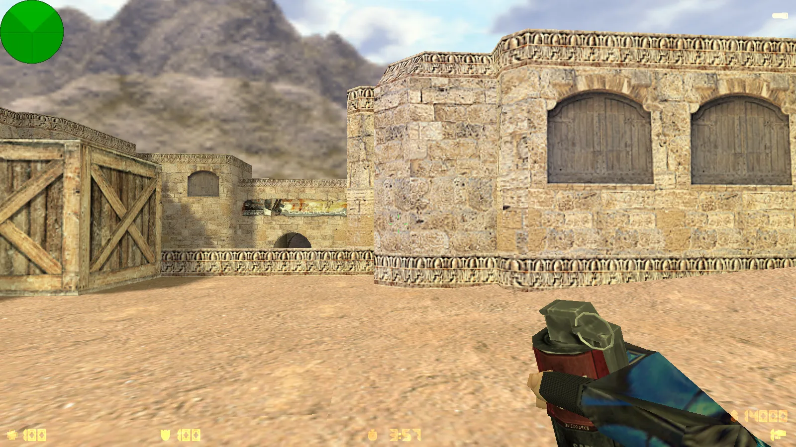 Скриншот  CS 1.6 от Весёлого Ромки: блогерская сборка Jew Show с 4 аддонами, синие перчатки, черное меню и оптимизированный config.cfg