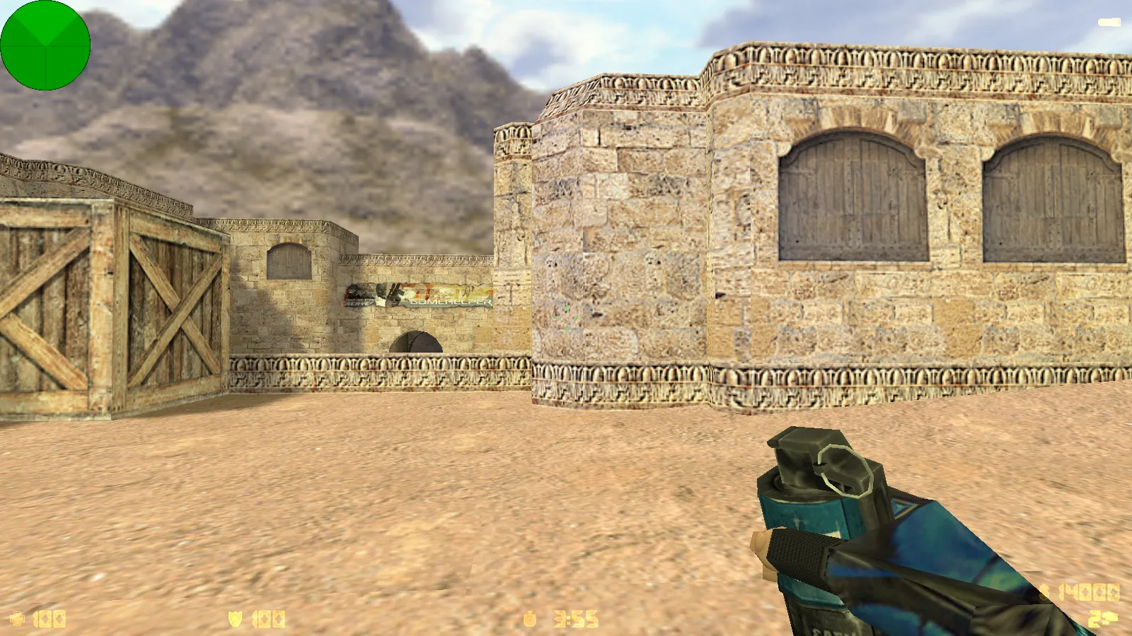 Скриншот  CS 1.6 от Весёлого Ромки: блогерская сборка Jew Show с 4 аддонами, синие перчатки, черное меню и оптимизированный config.cfg