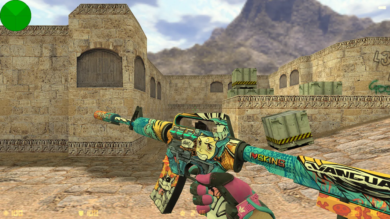 Скриншот CS 1.6 Vice: сборка с 6 апдейтами, скины под CS2, спорт перчатки «Порок», темно-синее меню и оптимизированный конфиг