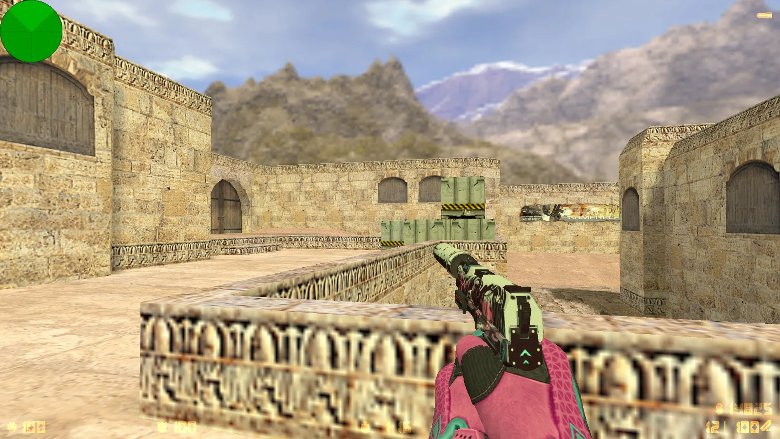 Скриншот  CS 1.6 Vice: сборка с 6 апдейтами, скины под CS2, спорт перчатки «Порок», темно-синее меню и оптимизированный конфиг