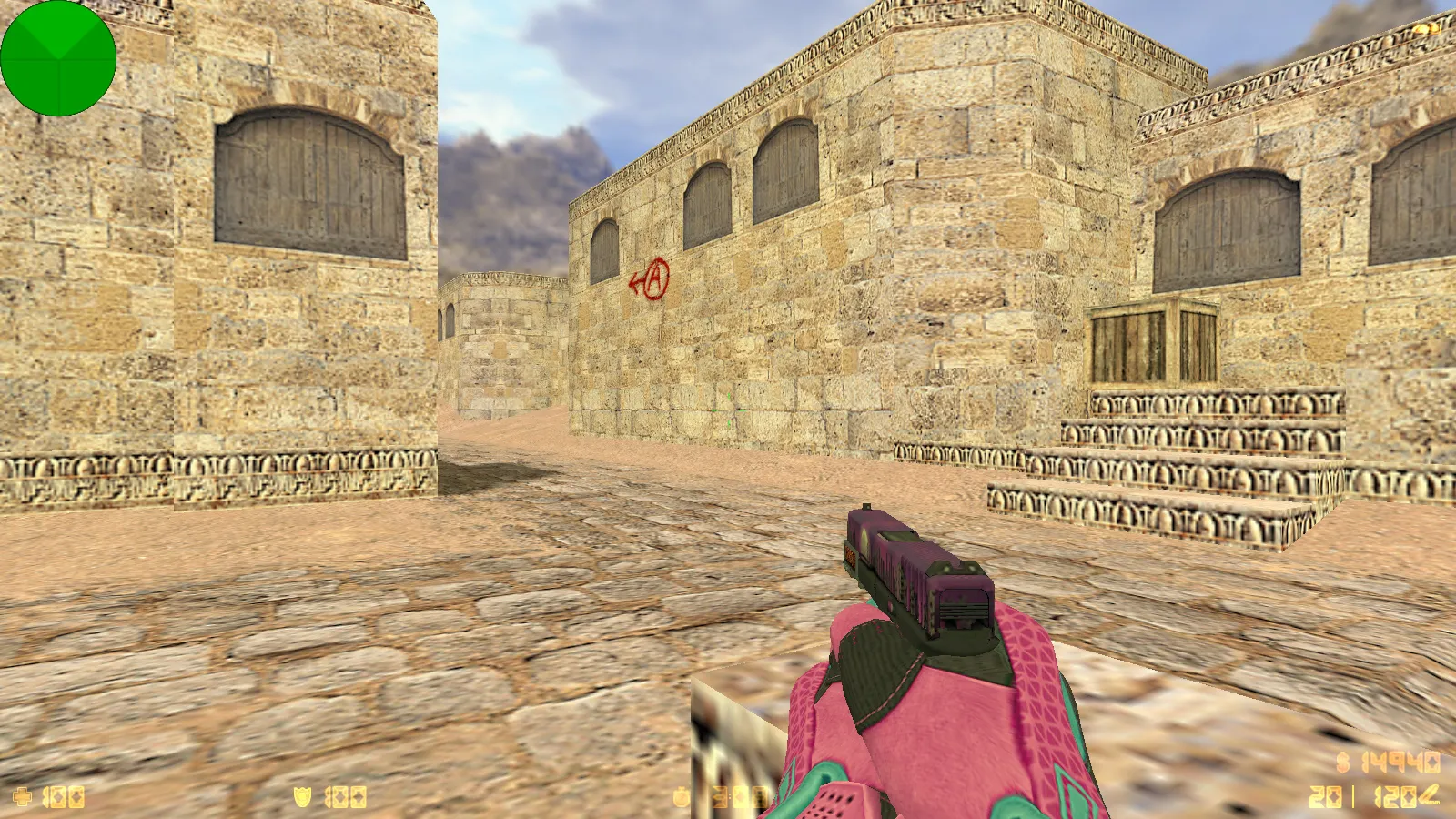 Скриншот  CS 1.6 Vice: сборка с 6 апдейтами, скины под CS2, спорт перчатки «Порок», темно-синее меню и оптимизированный конфиг