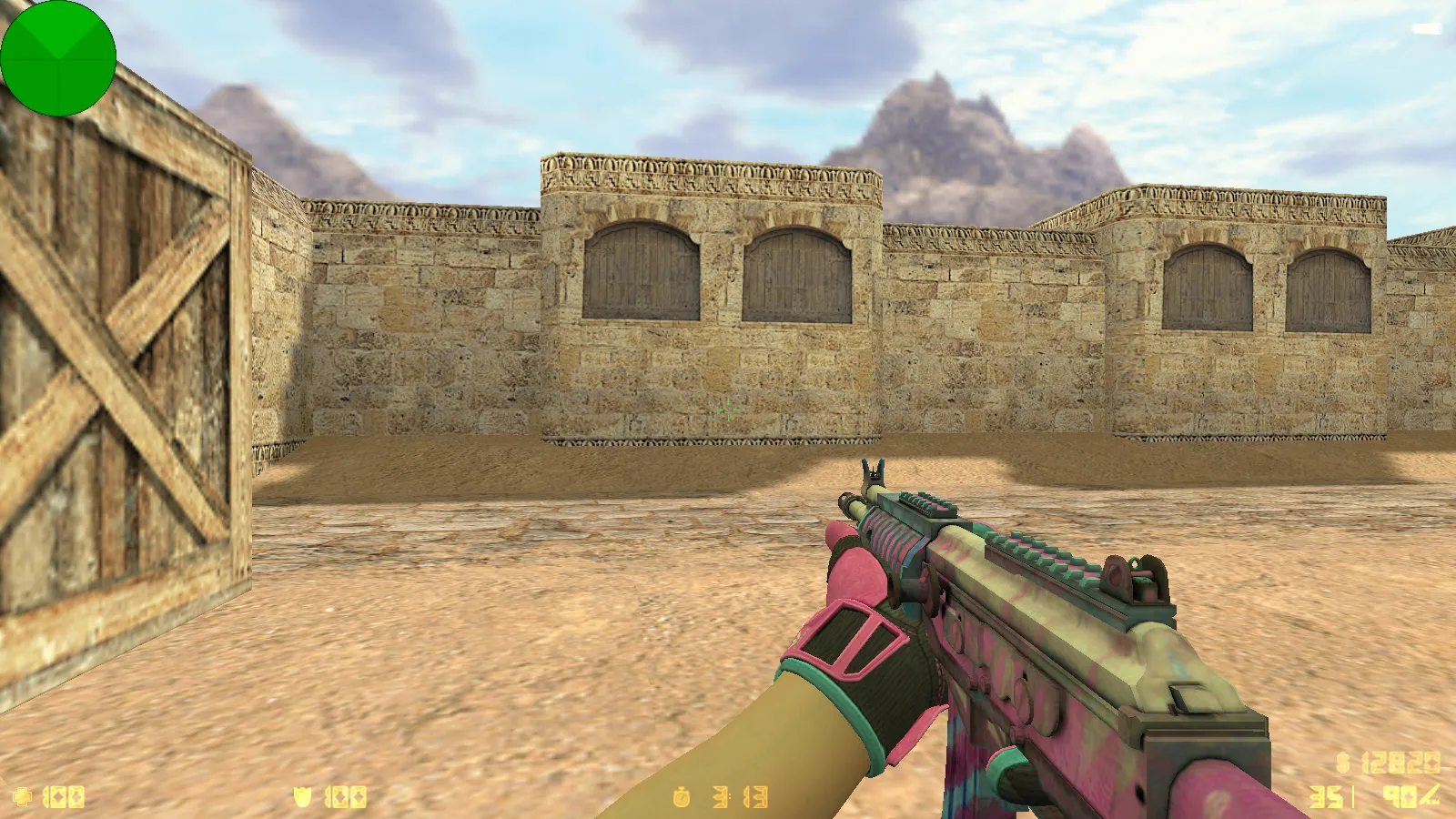 Скриншот  CS 1.6 Vice: сборка с 6 апдейтами, скины под CS2, спорт перчатки «Порок», темно-синее меню и оптимизированный конфиг