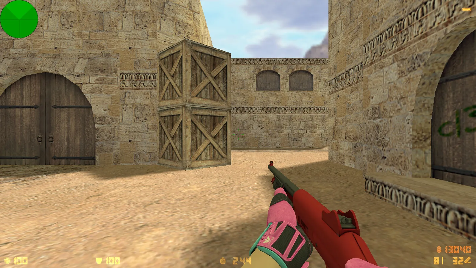 Скриншот  CS 1.6 Vice: сборка с 6 апдейтами, скины под CS2, спорт перчатки «Порок», темно-синее меню и оптимизированный конфиг