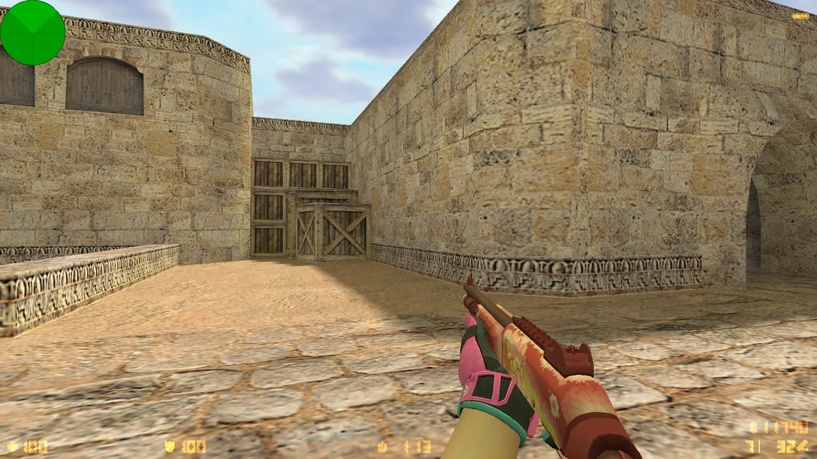 Скриншот  CS 1.6 Vice: сборка с 6 апдейтами, скины под CS2, спорт перчатки «Порок», темно-синее меню и оптимизированный конфиг