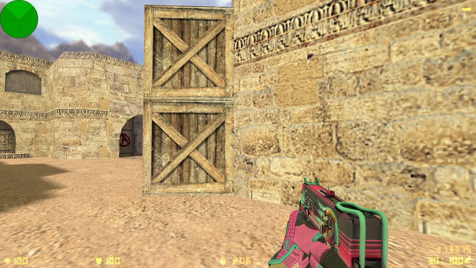 Скриншот  CS 1.6 Vice: сборка с 6 апдейтами, скины под CS2, спорт перчатки «Порок», темно-синее меню и оптимизированный конфиг