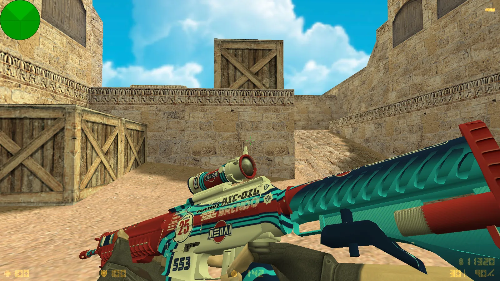 Скриншот  CS 1.6 от WANGAZOREDD: блогерская сборка с 27 моделями оружия, уникальными перчатками, темной темой меню и оптимизированным конфигом