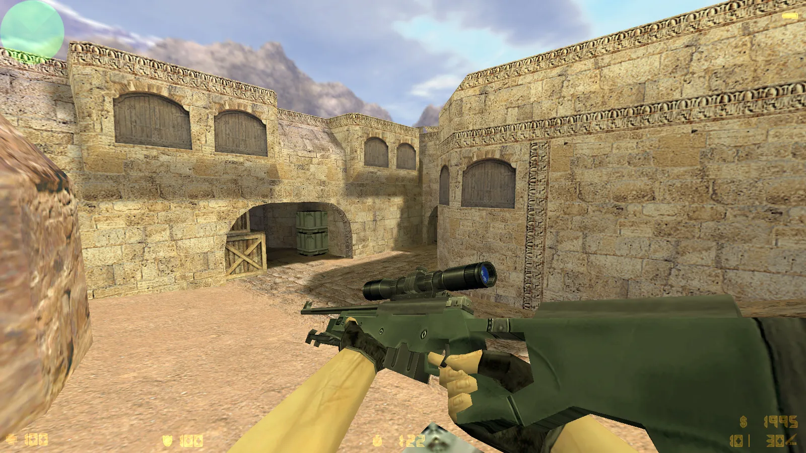 Скриншот CS 1.6 с осмотром оружия: модель под CS2, анимация F, стабильный онлайн и боты