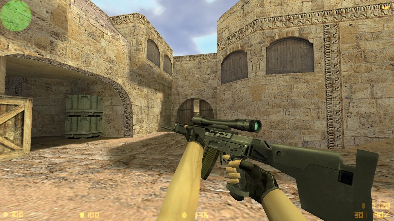 Скриншот  CS 1.6 с осмотром оружия: модель под CS2, анимация F, стабильный онлайн и боты