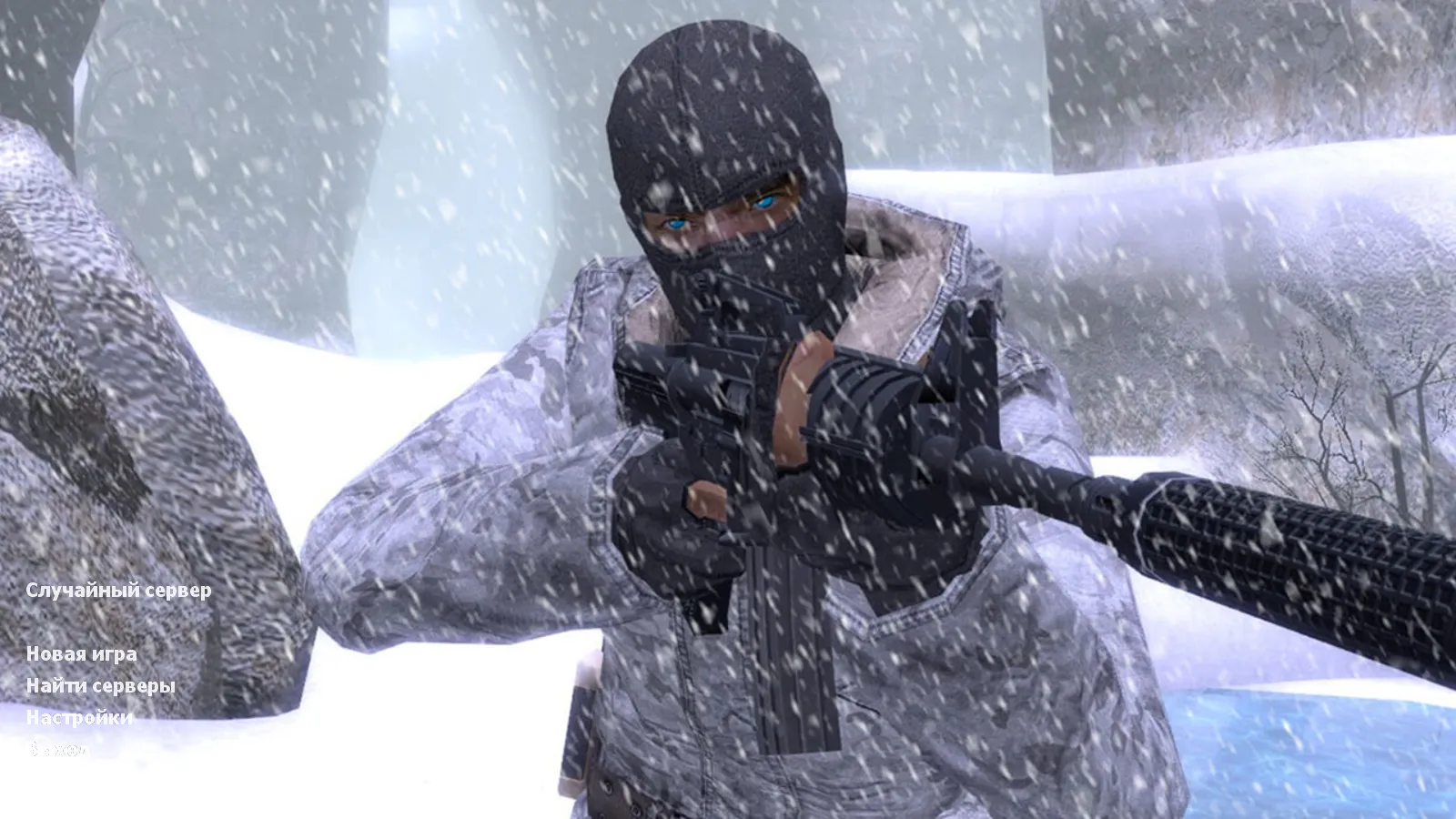 Скриншот CS 1.6 Зимняя версия: 6 скинов, зимние модели КТ и Т, темная тема меню и фон Arctic Avenger