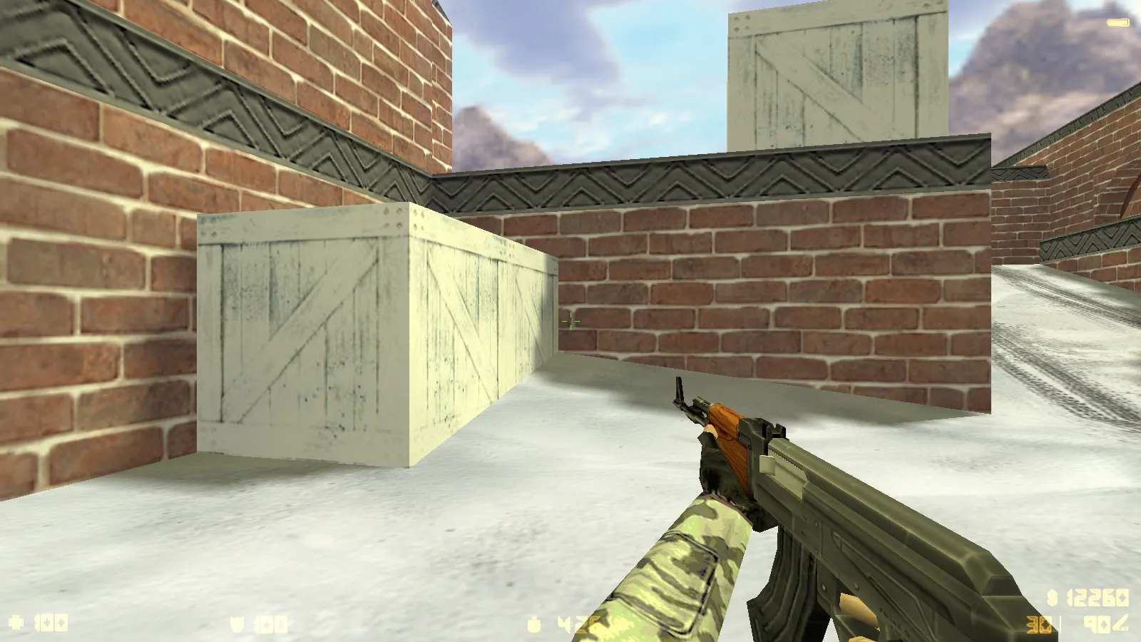 Скриншот CS 1.6 Зимняя версия: 6 скинов, зимние модели КТ и Т, темная тема меню и фон Arctic Avenger