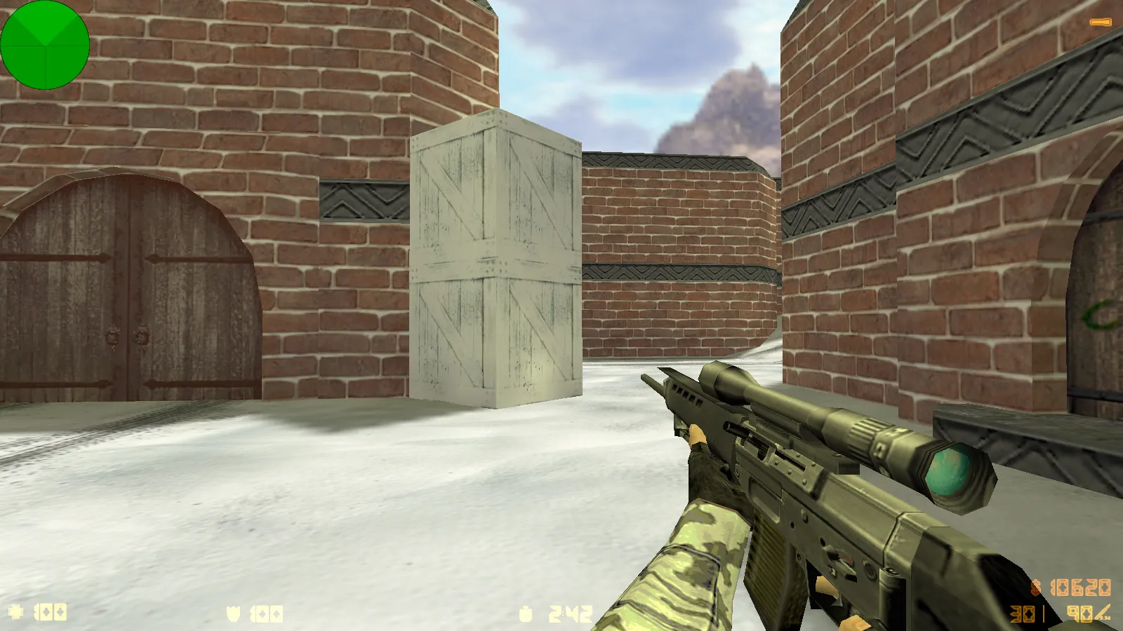 Скриншот  CS 1.6 Зимняя версия: 6 скинов, зимние модели КТ и Т, темная тема меню и фон Arctic Avenger