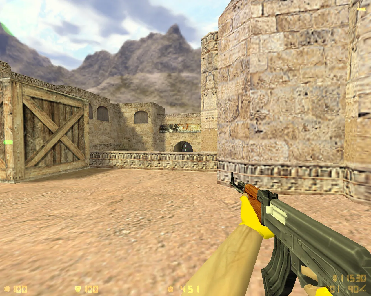 Скриншот  CS 1.6 от Хайта: сборка XA1T, желтые перчатки, скины CT/T, темное меню, музыка и конфиг