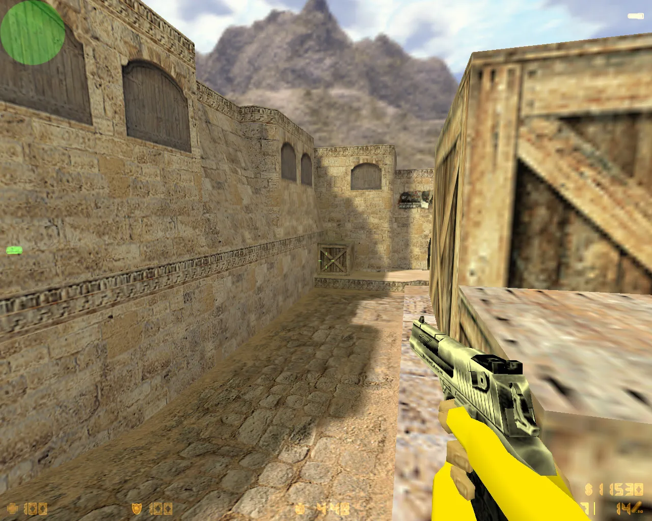 Скриншот  CS 1.6 от Хайта: сборка XA1T, желтые перчатки, скины CT/T, темное меню, музыка и конфиг