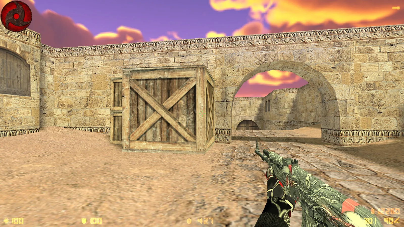 Скриншот CS 1.6 от dEspainX: сборка с 11 модами, темная тема меню, скины оружия, прицел, звуки и оптимизированный конфиг