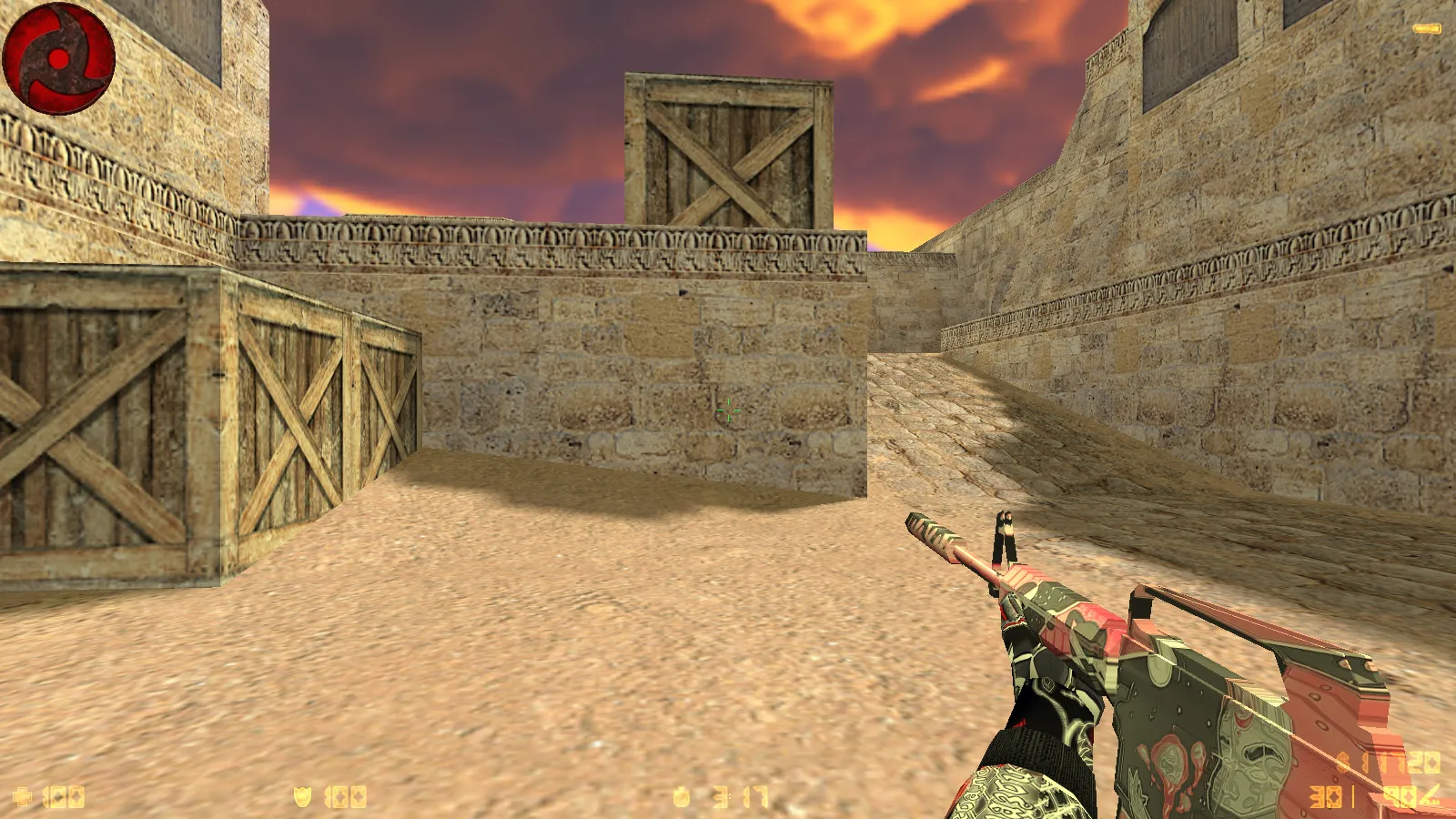 Скриншот CS 1.6 от dEspainX: сборка с 11 модами, темная тема меню, скины оружия, прицел, звуки и оптимизированный конфиг