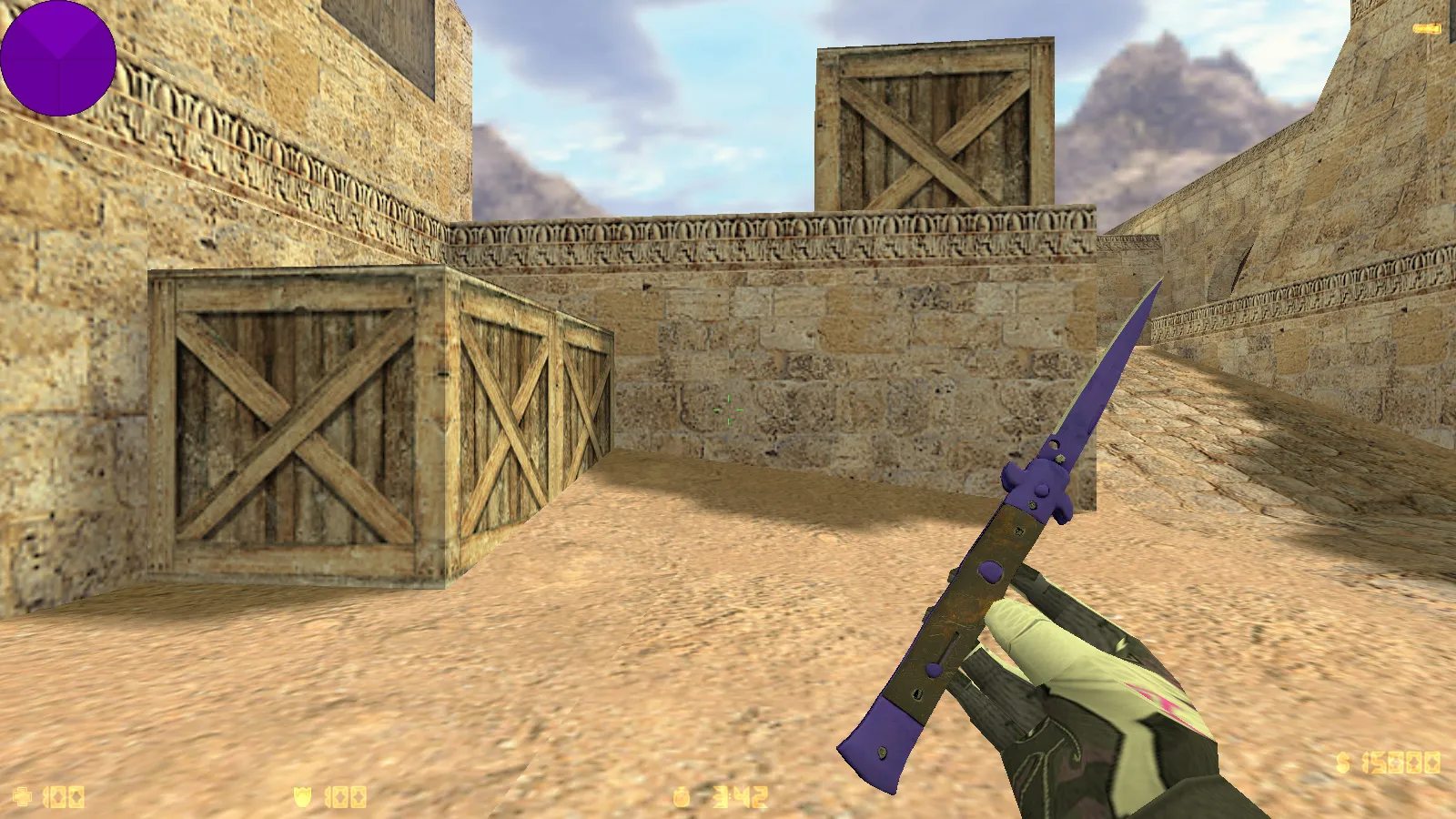 Скриншот CS 1.6 от h1nata7: блогерская сборка, 8 нововведений, 11 моделей оружия, черное меню, фиолетовое небо