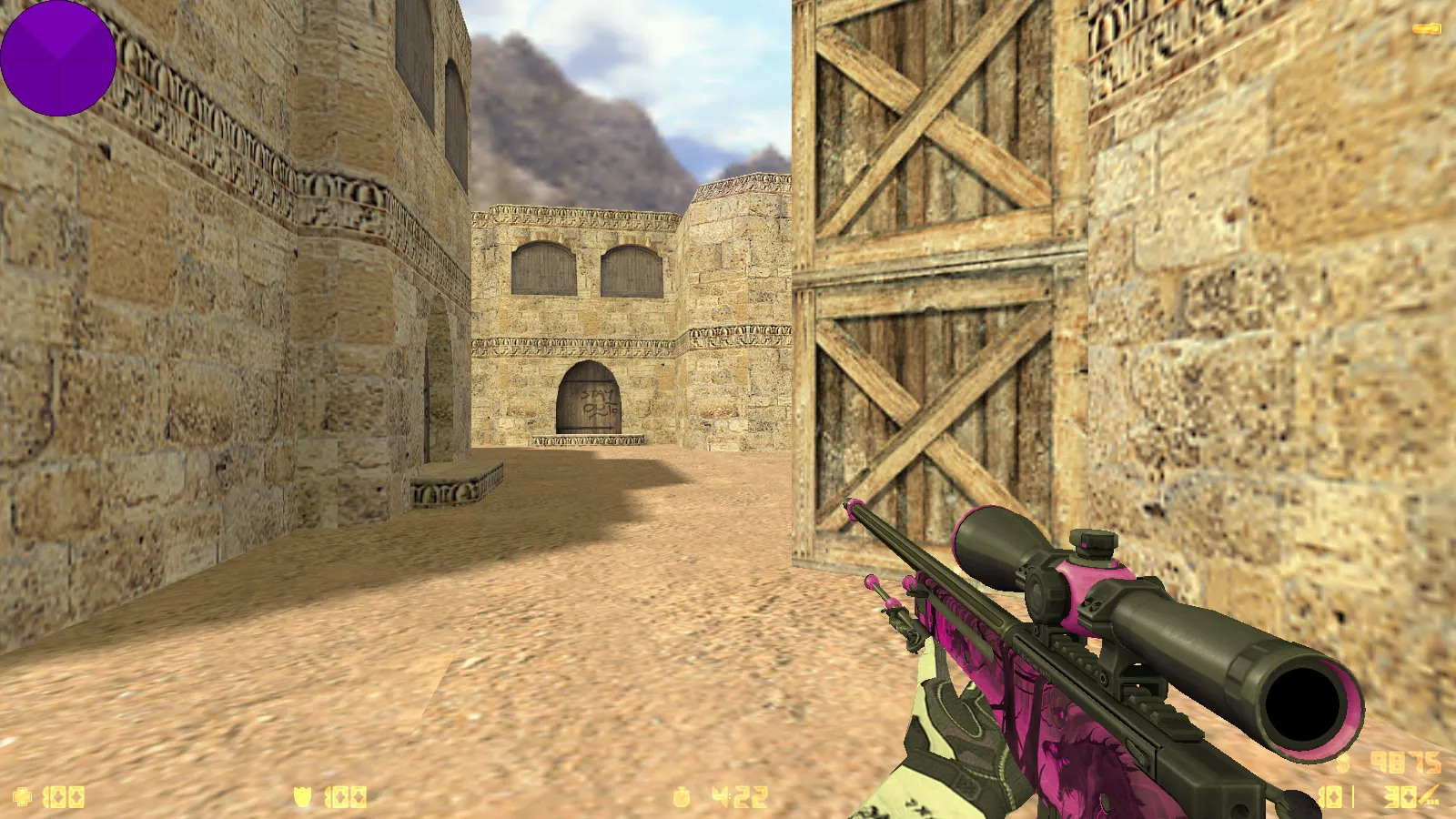 Скриншот  CS 1.6 от h1nata7: блогерская сборка, 8 нововведений, 11 моделей оружия, черное меню, фиолетовое небо