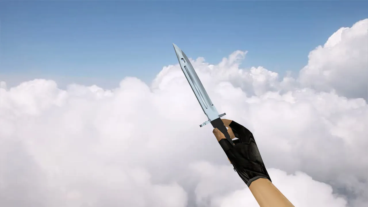 Скриншот Модель ножа Штык-нож «Серебряный хром» v_ p_ w_ для CS 1.6: звуки, анимация осмотра, текстуры