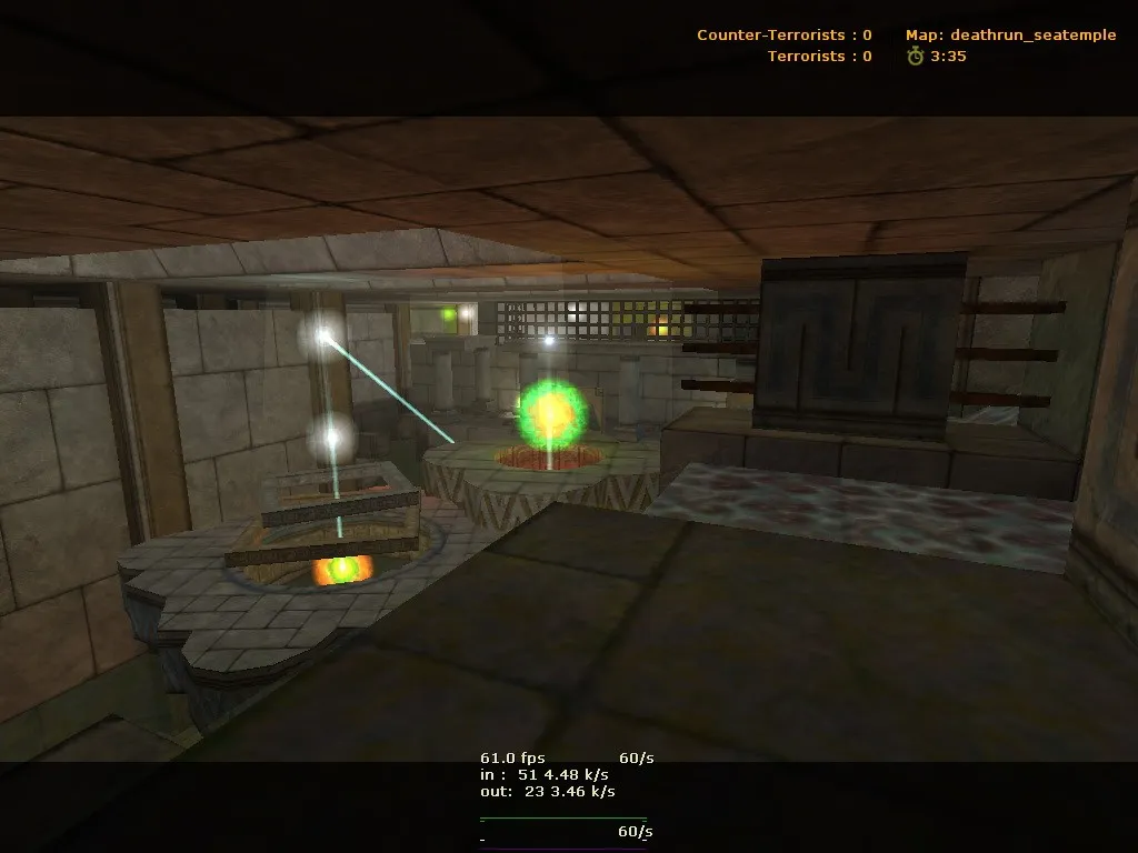 Скриншот  deathrun_seatemple для CS 1.6: карта Deathrun, точки за T/CT, .nav для ботов и оптимизация
