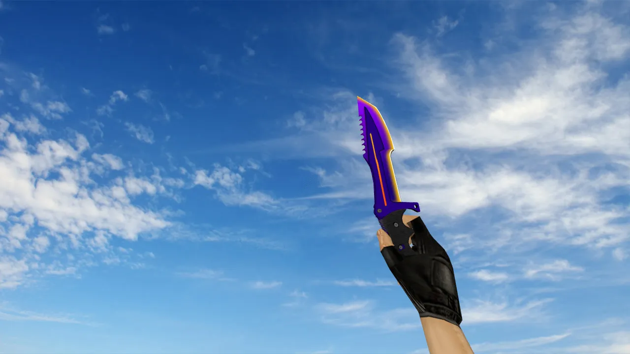 Скриншот Модель ножа «Huntsman PurpNyellow» для CS 1.6: v_, p_, w_ модели, звуки и анимация осмотра