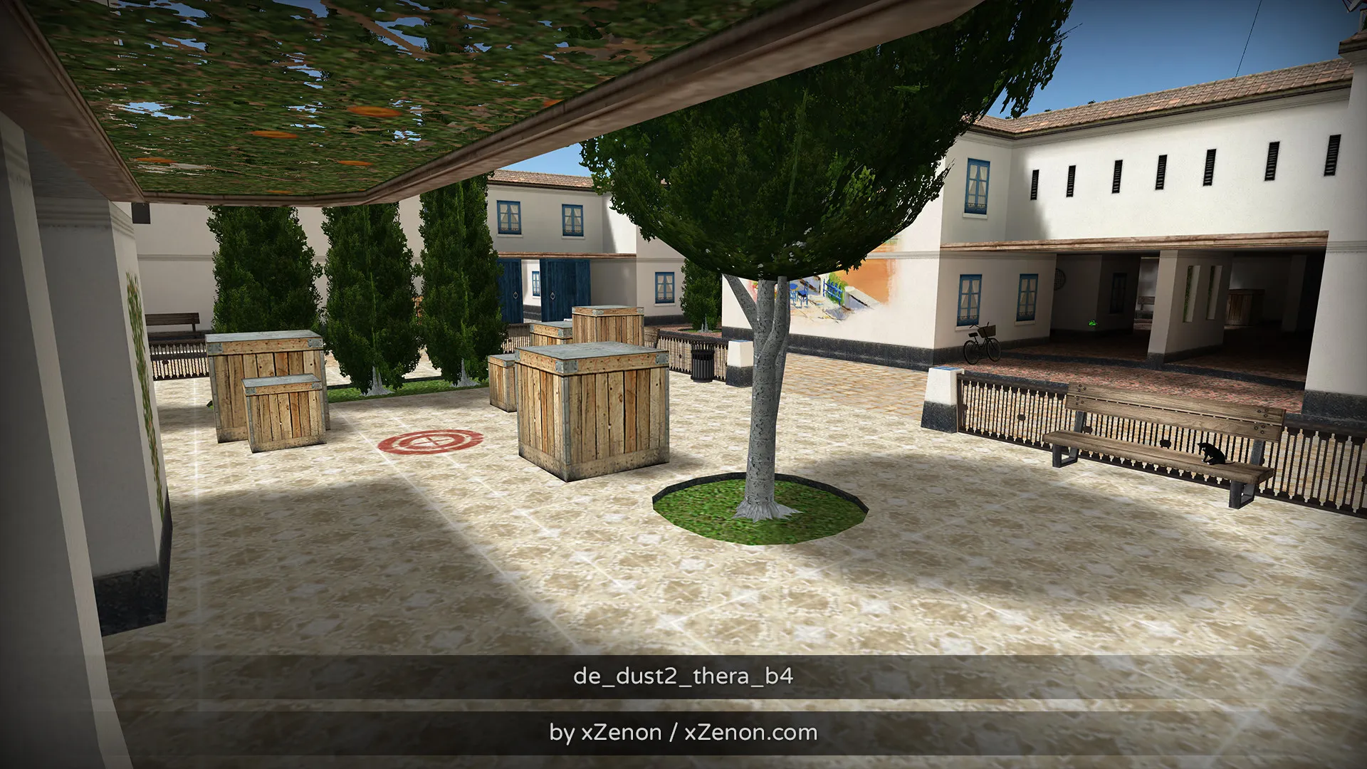 Скриншот  Карта de_dust2_thera_b3 для CS 1.6: тактика за CT и T, точки, маршруты, боты (.nav), оптимизация