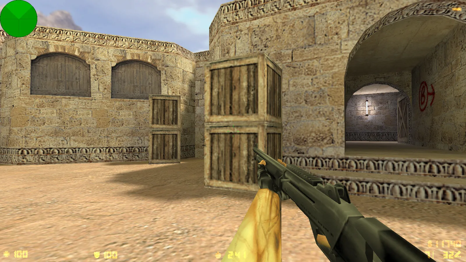 Скриншот  CS 1.0 сборка для CS 1.6: 5 апдейтов, оружейные модели v_/p_/w_, звуки, текстуры карт и фон меню