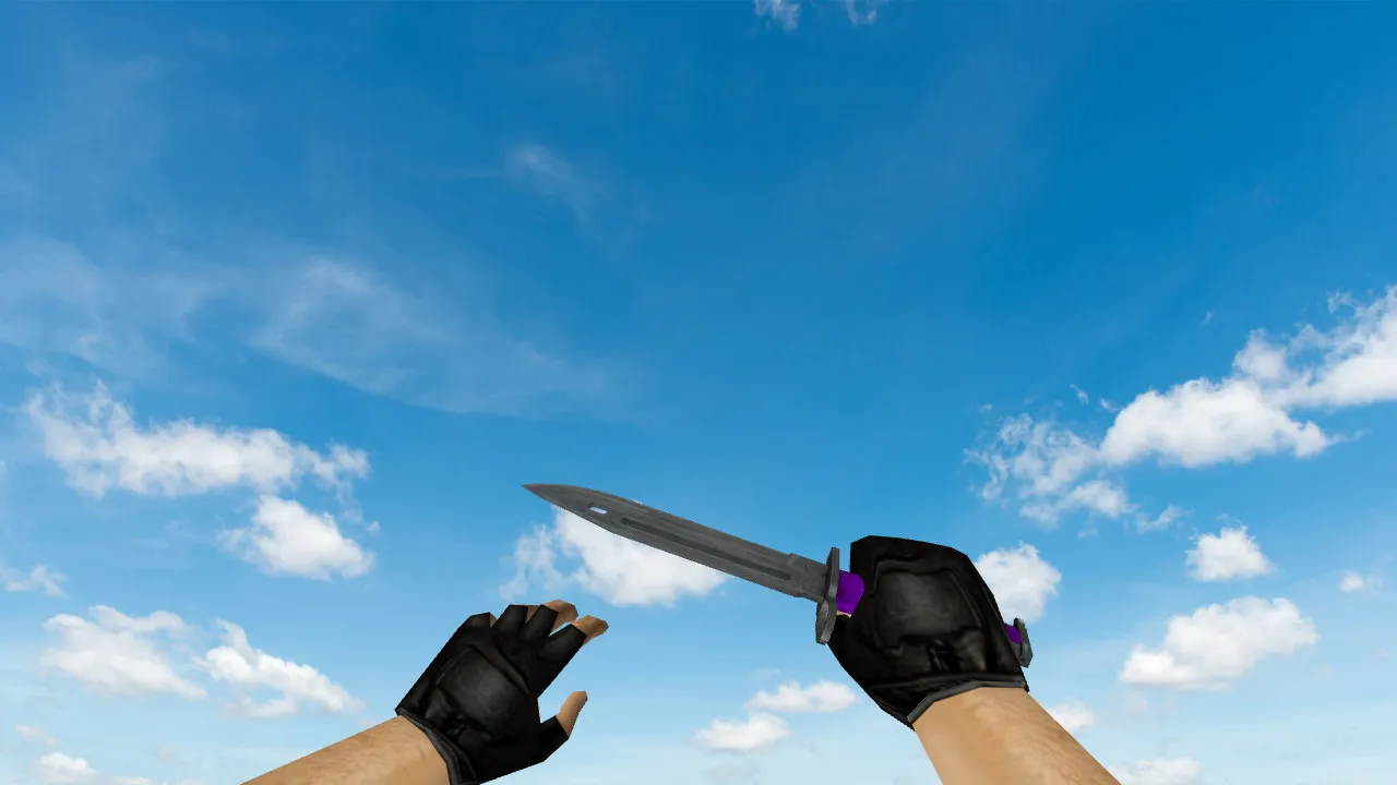 Скриншот Модель «Штык-нож Ультрафиолет» v_knife_ultraviolet для CS 1.6: p_, w_ модели, звук и анимация осмотра