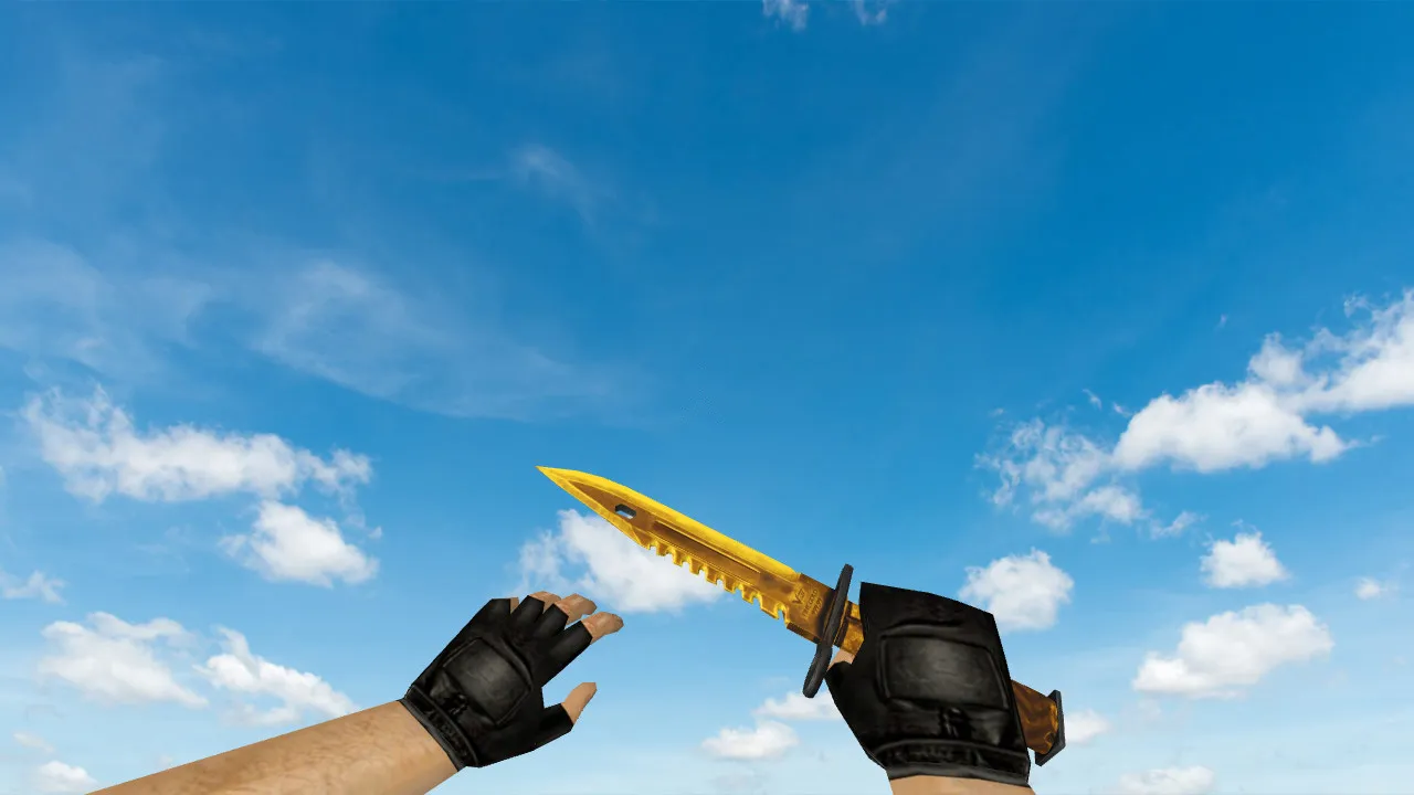Скриншот Модель ножа M9 Bayonet Fine Gold v_ p_ w_ для CS 1.6: звуки, анимация осмотра, текстуры и настройка