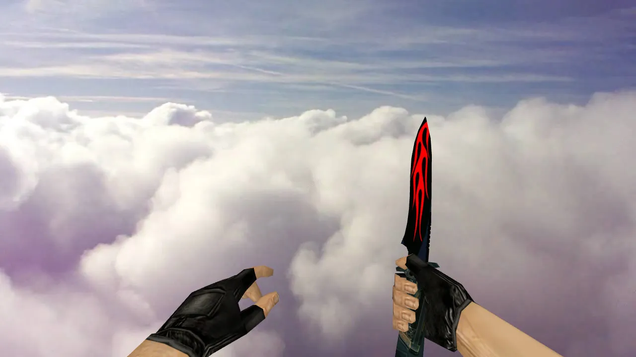 Скриншот Модель ножа Default Knife Tribal Fire (v_ / p_ / w_) для CS 1.6: звуки, анимация осмотра, текстуры