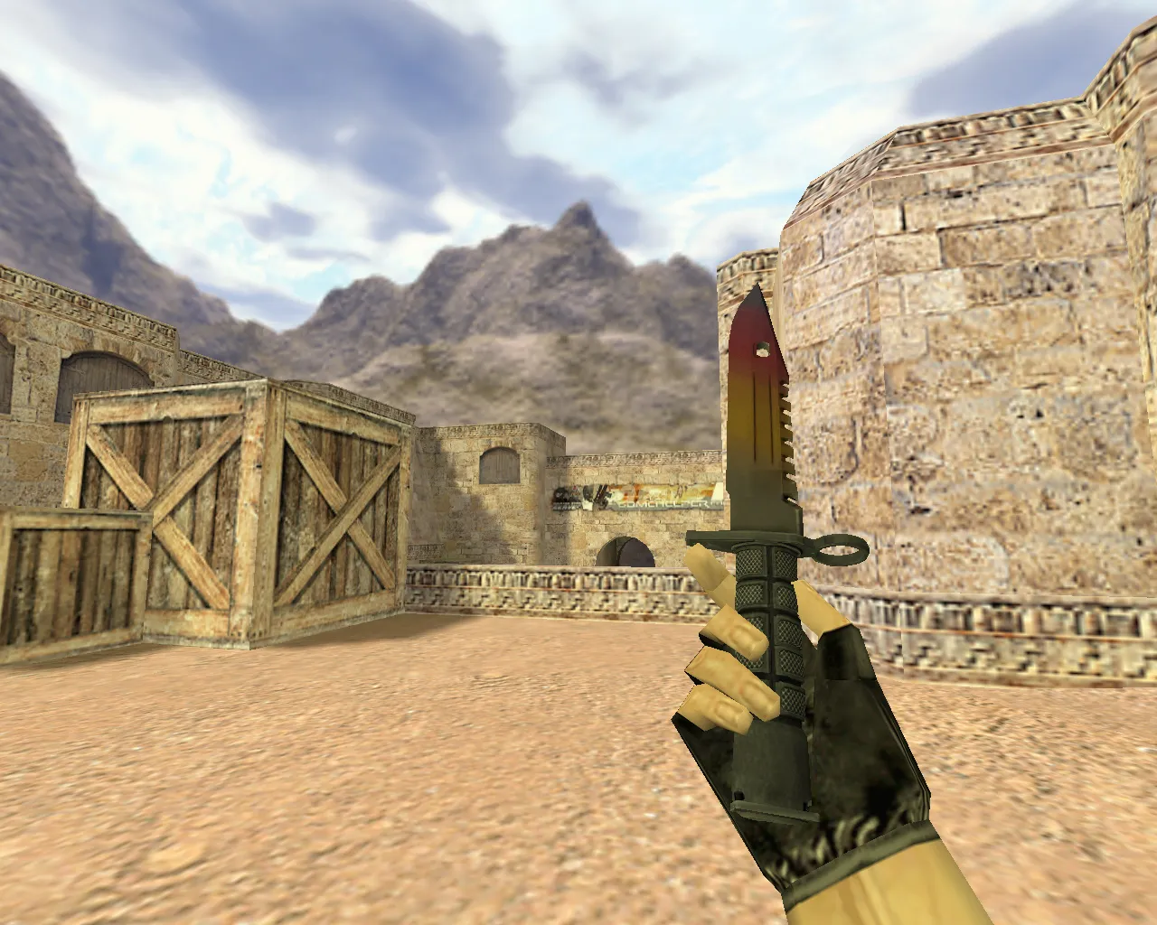 Скриншот Модель «Штык-нож М9 Градиент» v_ и p_ для CS 1.6: звук, анимация осмотра, текстуры